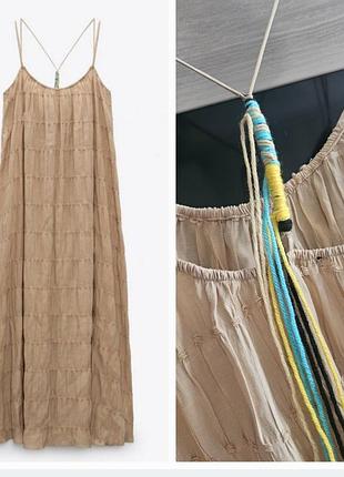 Zara  платье макси оверсайз  лиоцелл лен л/хл