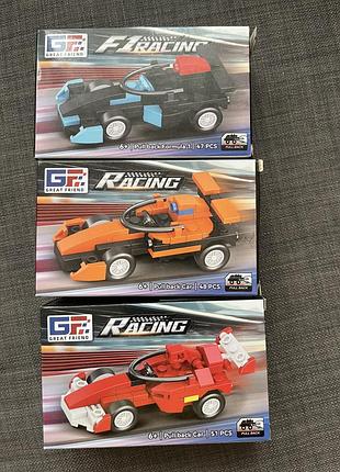 Конструктор racing, 3 окремих моделі, всі деталі та інструкція в наявності (ферарі, макларен, бмв)