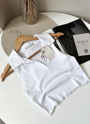 Білий кроп топ поло майка pull bear