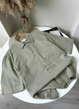 Сорочка хакі оверсайз теніска оливкова льон zara