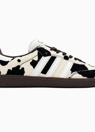 Кроссовки мужские, кроссовки женские, 1в1 люкс качество, кожа, adidas samba og cow print dark brown/white, sky-adi-0570