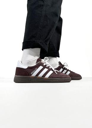 Кроссовки мужские, кроссовки женские, 1в1 люкс качество, кожа, adidas spezial brown/white, sky-adi-0394