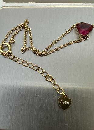 Серебряный позолоченый браслет с цирконом, 16 размер