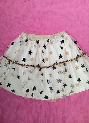 Пышная юбка из фатина со  звёздами на 6-8 лет, рост 122, silversun