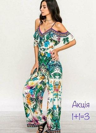Flying tomato тропический комбинезон с открытыми плечами брюки кюлоты