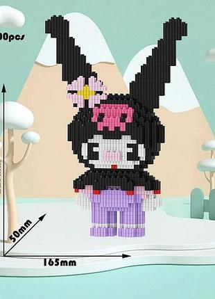 Конструктор 3д из миниблоков kuromi, конструктор kuromi 3d 1300 деталей, конструктор детский из блоков 3д 6221