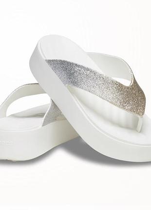 Шльопанці (вʼєтнамки) crocs getaway chunky glitter platform flip, w5, устілка 22см, оригінал