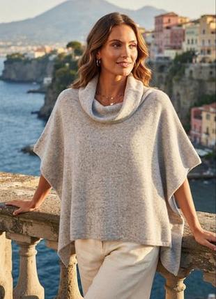 Супер крутое кашемир пончо свитер свободного кроя с горловиной-хомутом cashmere blend