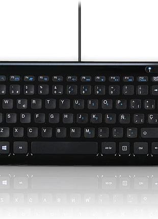 Дротова міні-клавіатура perixx periboard-407 usb, клавіші chiclet, чорний колір, іспанська розкладка qwerty.
