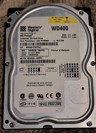 Нерабочий ide hdd 3.5 40 гб wd protege 5400 жесткий диск wd400eb-00cpf0 western digital ata pata wd400 eide