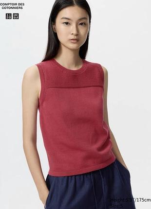Топ uniqlo червоний cotton sweater | sleeveless