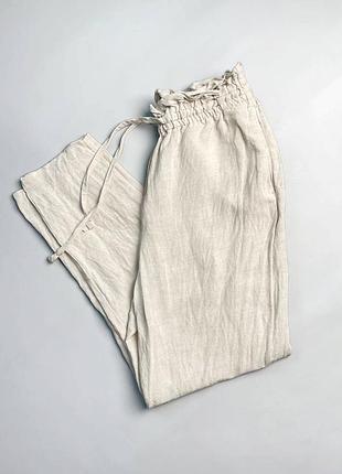 H&m жіночі льняні штани брюки бежеві світлі вільні розмір s