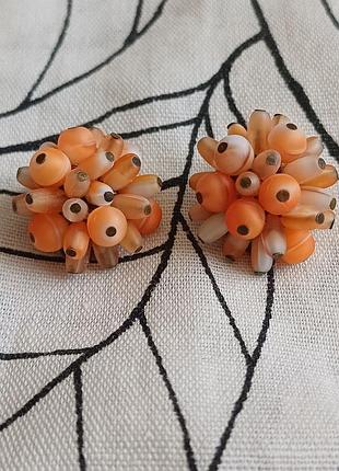 Винтажные серьги клипсы стекло