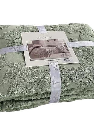 Maхровый плед maison dor sanda bedspread sage хлопок 160-240 см оливковый