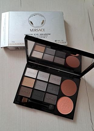 Тени versace sheer eye shadow colour тени 9 цветов+румяна 2 цвета) тон 01