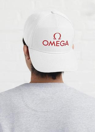 Кепка omega оригінал біла з вишитим логотипом бейсболка