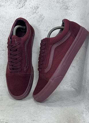 Бордові низькі чоловічі класичні кеди vans old skool