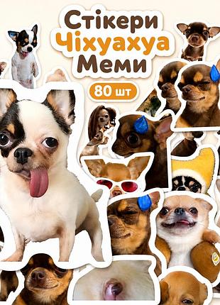 Стікери чіхуахуа меми 80 шт, chihuahua meme stickers