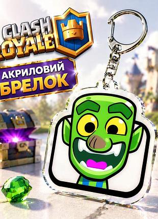 Брелок акриловый клеш рояль гоблин зелёный 5*4 см, clash royale