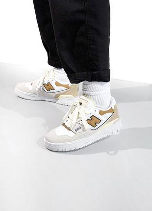 Кроссовки мужские, кроссовки женские, 1в1 люкс качество, кожа, new balance 550 white/beige, sky-nbl-0245