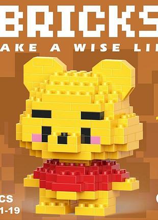 Конструктор вінні-пух жовтий 150 деталей 6 см bricks winnie the pooh