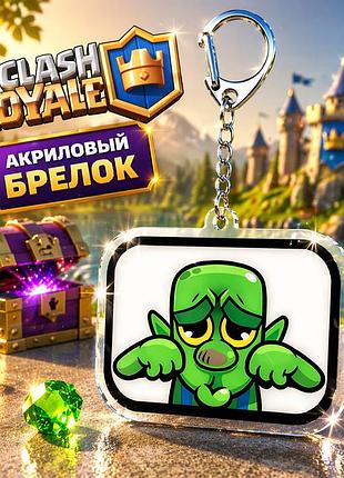 Брелок акриловый клеш рояль гоблин мимими зелёный 3,5*3 см, clash royale