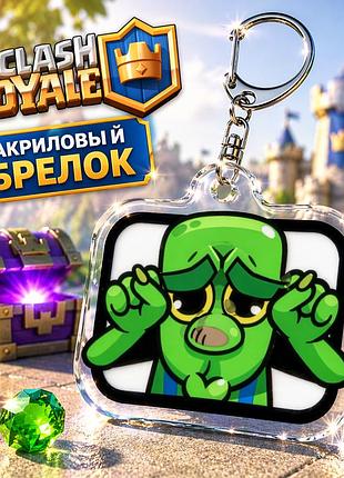 Брелок акриловый клеш рояль гоблин мимими зелёный 5*4 см, clash royale