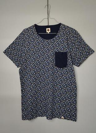 100% cotton pretty green легкий джемпер с коротким рукавом футболка xl прямой силуэт цветочный принт синий цвет высококачественный натуральный коттон