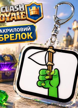 Брелок акриловый клеш рояль гоблин белый флаг зелёный 5*4 см, clash royale
