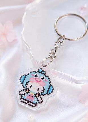 Акриловий брелок hello kitty (хеллоу кітті) піксельний 3×2 см 05