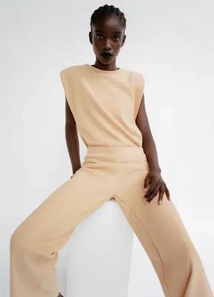 Теплі трикотажні брюки палаццо zara