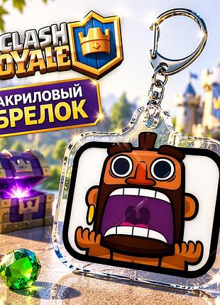 Брелок акриловий клеш рояль вершник на кабані коричневий 3,5*3 см, clash royale