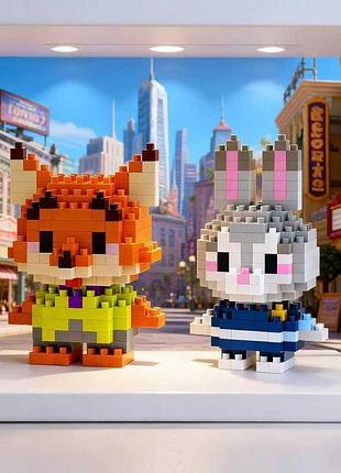 Парные конструкторы джуди хопс и ник уайлд 369 деталей зверополис bricks