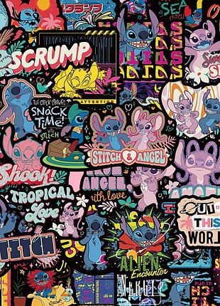 Стикеры стич 50 шт 5*5 см, наклейки stitch disney
