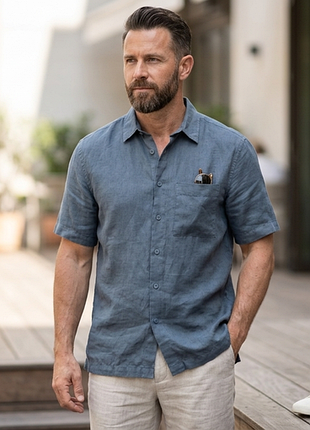 Сорочка\рубашка zara short sleeve linen shirt