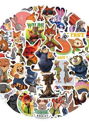 Стікери зоотрополіс 30 шт 6*6 см, наклейки zootopia зоотрополіс
