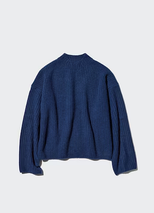 Uniqlo женский джемпер свитр 68 blue lsoufflé yarn mock neck jumper