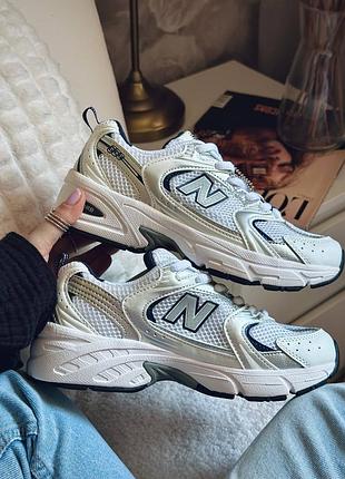 Стильные женские кроссовки new balance 530 silver white/blue
