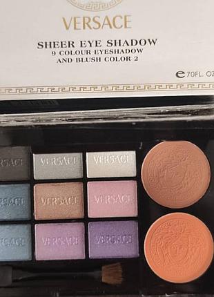 Тон 03) набір  тіні 9 кольорів+ рум'яна 2 кольори versace sheer eye shadow