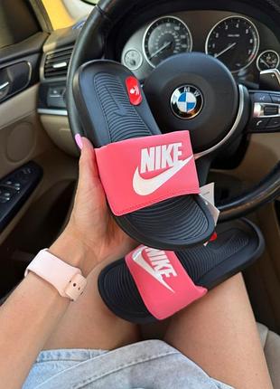 Шлепанцы женские повседневные nike victori one slide pink black white | тапочки самые спортивные кожа резина розовые 36 37 38 39 40 41