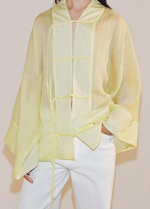 Свободная блуза кимано zw collection с накладными петлями zara