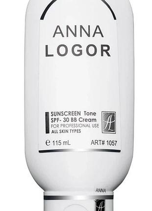 Тональний сонцезахисний крем. уф-30 anna logor sunscreen spf-30 tone uva,uvb cream 115 мл