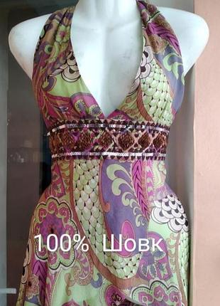 Шовкова майка туніка корсетного типу бренду miss selfridge   uk  16   eur  44