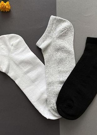 Шкарпетки чоловічі, із сіточкою, короткі 39-42р. набір із 3 пар. крокес 39-42, мікс білий/сірий/чорний