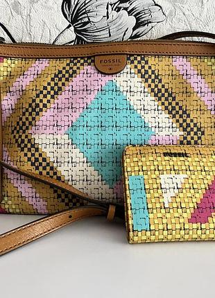 Fossil geometric multicolor vintage  сумка + гаманець