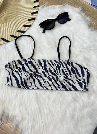 Стильний топ-бандо з анімалістичним принтом primark (зебра / фактурна тканина) розмір 36