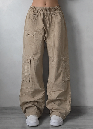 Бежевые брюки карго beshka | cargo utility | oversize🤍