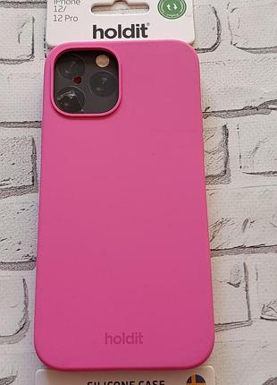 Оригінальний силіконовий чохол holdit silicone case для apple iphone 12 / iphone 12 pro рожевий soft touch