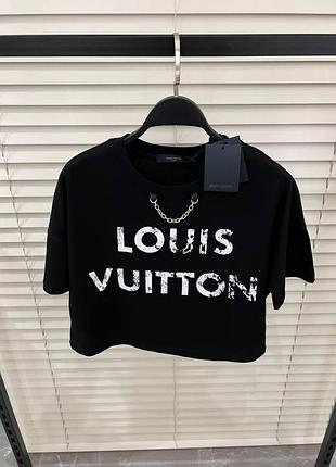Lux качество женская укороченая футболка louis vuitton оверсайз