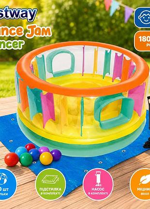 Надувний батут bestway 52262-2 "bounce jam bouncer" 180 х 86 см з кульками 10 шт підстилкою та насосом